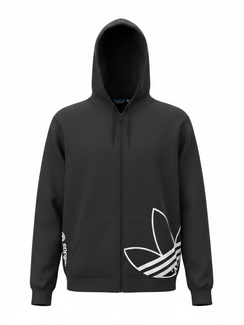 Adidas Black Full-Zip Hooded Windbreaker with White Trefoil Detail